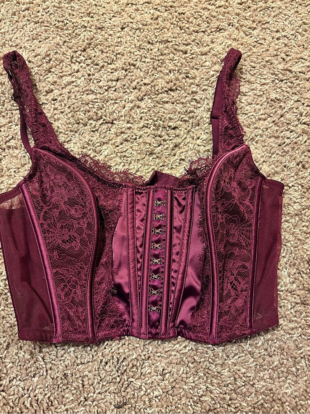 Victoria's Secret Floral Lace Corset Bra Purple